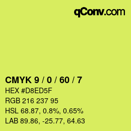 Color code: CMYK 9 / 0 / 60 / 7 | qconv.com