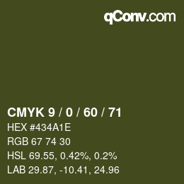 Color code: CMYK 9 / 0 / 60 / 71 | qconv.com