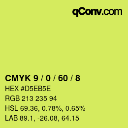 Farbcode: CMYK 9 / 0 / 60 / 8 | qconv.com