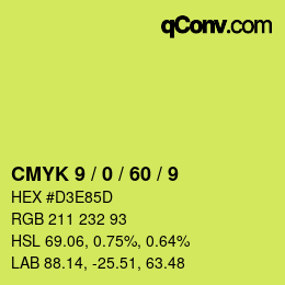 カラーコード: CMYK 9 / 0 / 60 / 9 | qconv.com