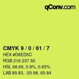 Color code: CMYK 9 / 0 / 61 / 7 | qconv.com