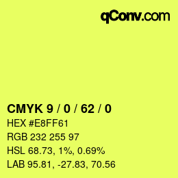 カラーコード: CMYK 9 / 0 / 62 / 0 | qconv.com