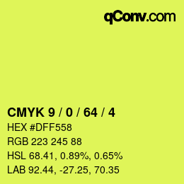 Color code: CMYK 9 / 0 / 64 / 4 | qconv.com