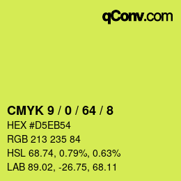 Color code: CMYK 9 / 0 / 64 / 8 | qconv.com