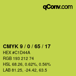 Color code: CMYK 9 / 0 / 65 / 17 | qconv.com