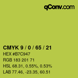 カラーコード: CMYK 9 / 0 / 65 / 21 | qconv.com