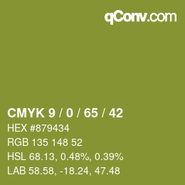 カラーコード: CMYK 9 / 0 / 65 / 42 | qconv.com
