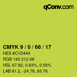 カラーコード: CMYK 9 / 0 / 68 / 17 | qconv.com
