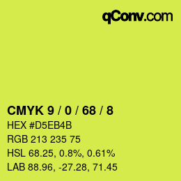 Color code: CMYK 9 / 0 / 68 / 8 | qconv.com