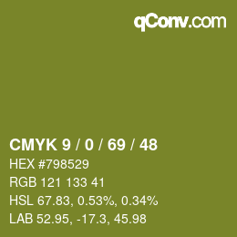 カラーコード: CMYK 9 / 0 / 69 / 48 | qconv.com
