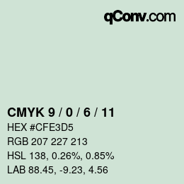 カラーコード: CMYK 9 / 0 / 6 / 11 | qconv.com