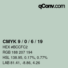 Color code: CMYK 9 / 0 / 6 / 19 | qconv.com