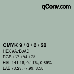 カラーコード: CMYK 9 / 0 / 6 / 28 | qconv.com