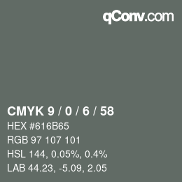 Código de color: CMYK 9 / 0 / 6 / 58 | qconv.com