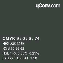 颜色代码: CMYK 9 / 0 / 6 / 74 | qconv.com