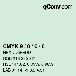 カラーコード: CMYK 9 / 0 / 6 / 8 | qconv.com