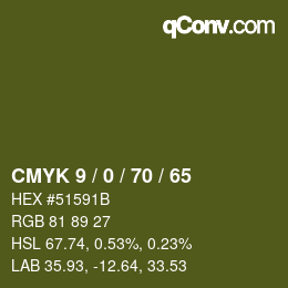 颜色代码: CMYK 9 / 0 / 70 / 65 | qconv.com