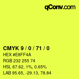 颜色代码: CMYK 9 / 0 / 71 / 0 | qconv.com