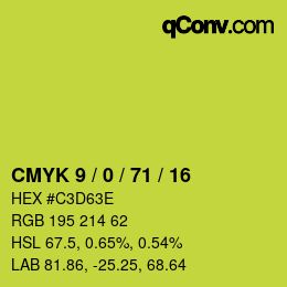 颜色代码: CMYK 9 / 0 / 71 / 16 | qconv.com