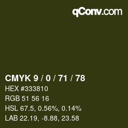 カラーコード: CMYK 9 / 0 / 71 / 78 | qconv.com