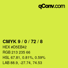カラーコード: CMYK 9 / 0 / 72 / 8 | qconv.com