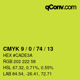 Color code: CMYK 9 / 0 / 74 / 13 | qconv.com