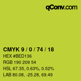 カラーコード: CMYK 9 / 0 / 74 / 18 | qconv.com
