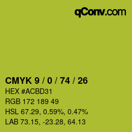 Color code: CMYK 9 / 0 / 74 / 26 | qconv.com