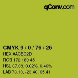 Code couleur: CMYK 9 / 0 / 76 / 26 | qconv.com