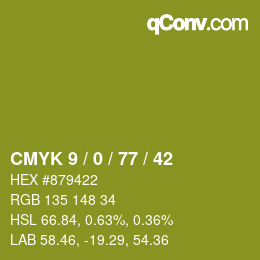 颜色代码: CMYK 9 / 0 / 77 / 42 | qconv.com