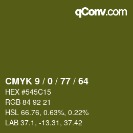 颜色代码: CMYK 9 / 0 / 77 / 64 | qconv.com