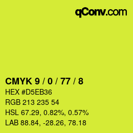 Color code: CMYK 9 / 0 / 77 / 8 | qconv.com