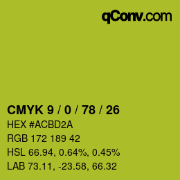Color code: CMYK 9 / 0 / 78 / 26 | qconv.com