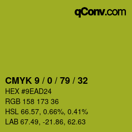 Color code: CMYK 9 / 0 / 79 / 32 | qconv.com