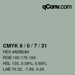 Color code: CMYK 9 / 0 / 7 / 31 | qconv.com