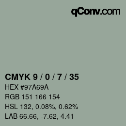 颜色代码: CMYK 9 / 0 / 7 / 35 | qconv.com