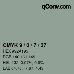 颜色代码: CMYK 9 / 0 / 7 / 37 | qconv.com