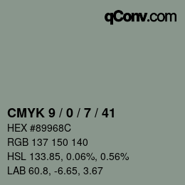 Color code: CMYK 9 / 0 / 7 / 41 | qconv.com