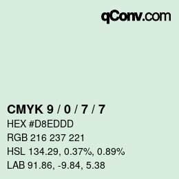 カラーコード: CMYK 9 / 0 / 7 / 7 | qconv.com