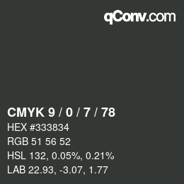 カラーコード: CMYK 9 / 0 / 7 / 78 | qconv.com