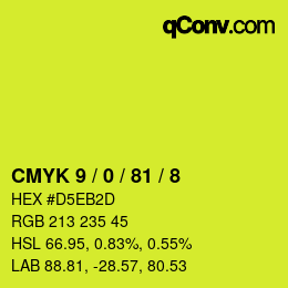 Código de color: CMYK 9 / 0 / 81 / 8 | qconv.com