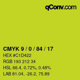 Color code: CMYK 9 / 0 / 84 / 17 | qconv.com