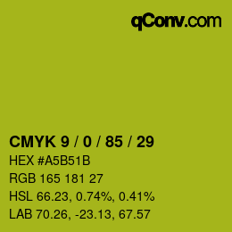 Color code: CMYK 9 / 0 / 85 / 29 | qconv.com