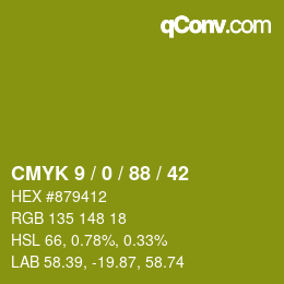 Farbcode: CMYK 9 / 0 / 88 / 42 | qconv.com