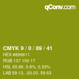 Color code: CMYK 9 / 0 / 89 / 41 | qconv.com