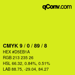 Color code: CMYK 9 / 0 / 89 / 8 | qconv.com
