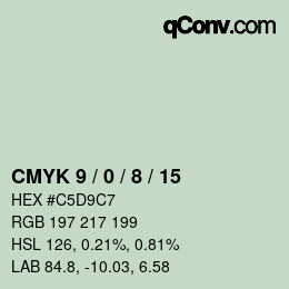 Color code: CMYK 9 / 0 / 8 / 15 | qconv.com