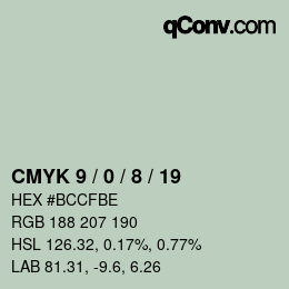 Color code: CMYK 9 / 0 / 8 / 19 | qconv.com