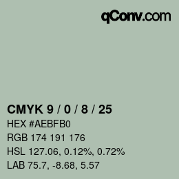カラーコード: CMYK 9 / 0 / 8 / 25 | qconv.com
