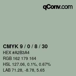 颜色代码: CMYK 9 / 0 / 8 / 30 | qconv.com